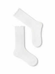 2 PAIRS HEART & CRIMPED TRIM CREW SOCKS SET