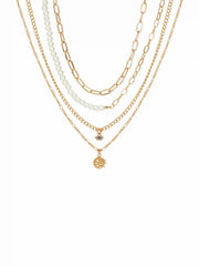 SUN & MOON & EYE PENDANT LAYERED NECKLACE