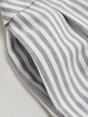 Cotton-blend V-neck Striped Knotted Wide Leg Jumpsuit