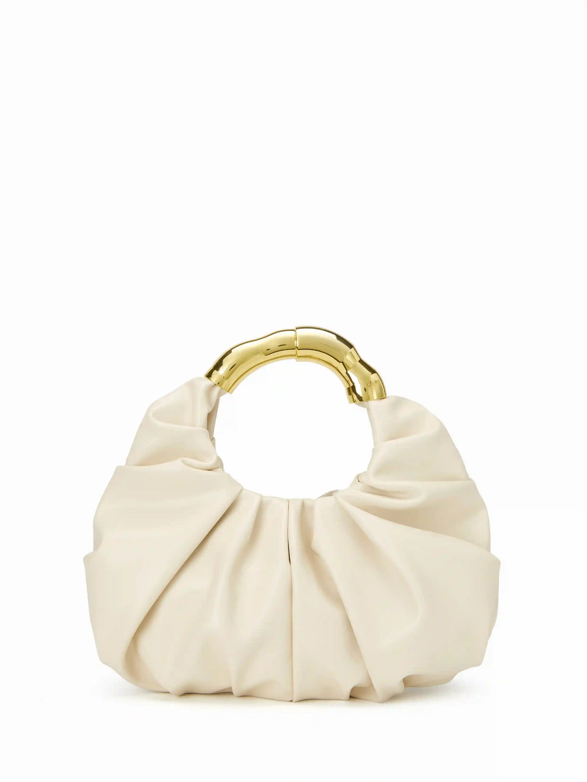 METAL HANDLE PLEATED HANDBAG
