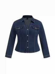 Stretch Denim Metal Detail Blouse Curve & Plus