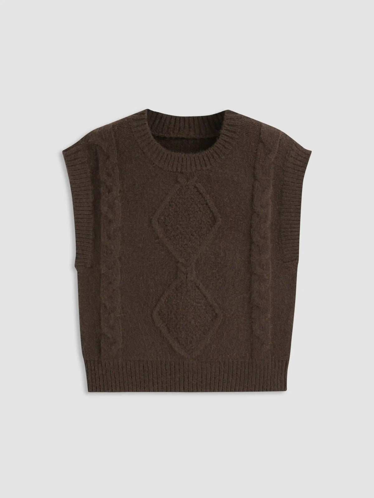 Round Neckline Geometric Knitted Vest