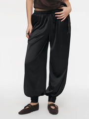 Satin Mid Rise Drawstring Bloomer Trousers