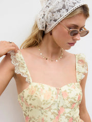 Sweetheart Ditsy Floral Layered Lace Trim Corset Mini Dress