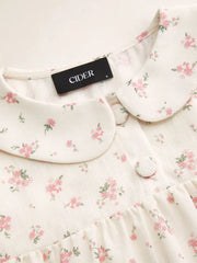 Floral Peter Pan Collar Short Sleeve Blouse