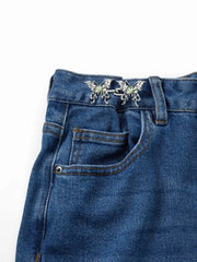 RHINESTONE BUTTERFLY BUTTON PINS FOR JEANS
