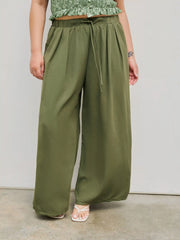 Elastic Waist Wide Leg Trousers Curve & Plus