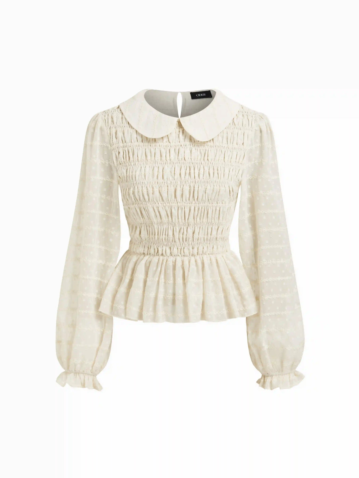 Peter Pan Collar Ruffled Lantern Sleeve Blouse