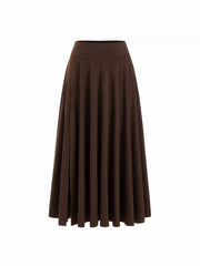 Mid Rise Solid Flared Maxi Skirt