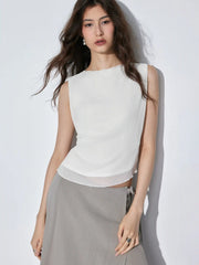 Chiffon Textured Ruched Tank Blouse