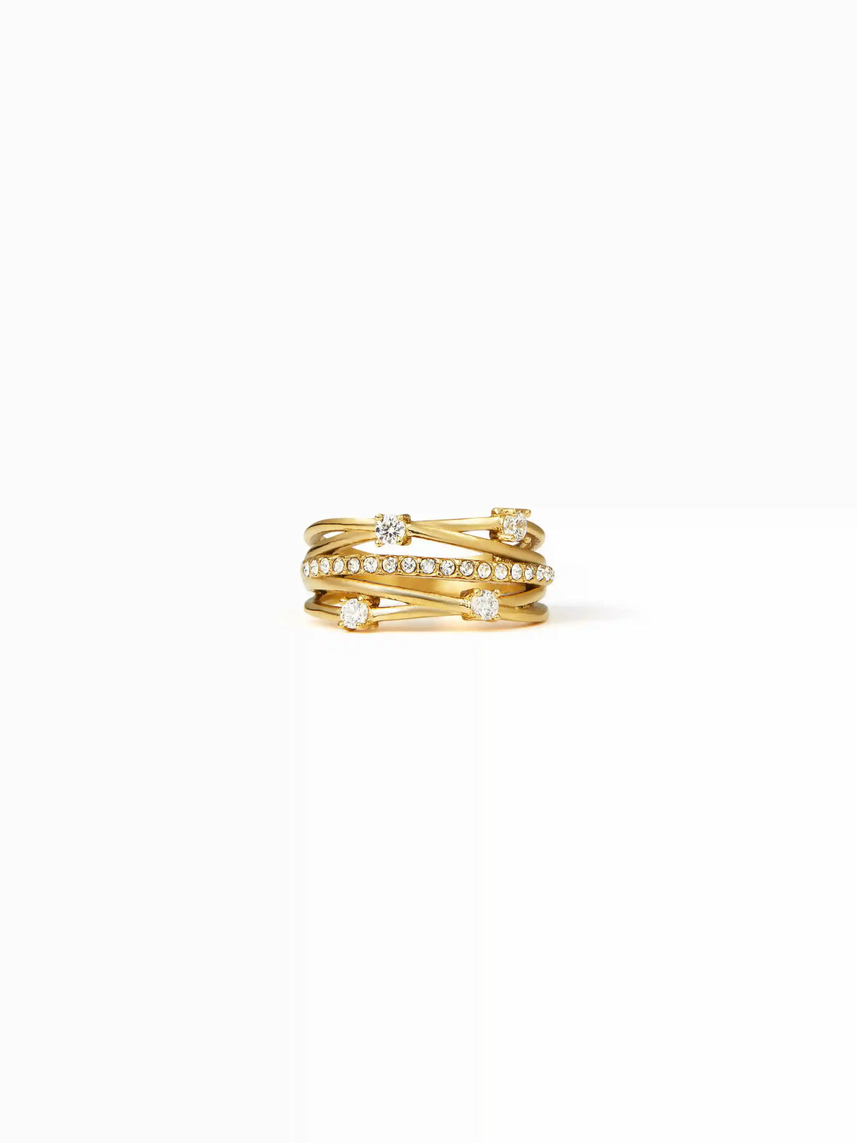 18K GOLD PLATED STAINLESS STEEL ZIRCON DECOR RING