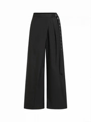 Mid Rise Wide Leg Trousers with Buckle