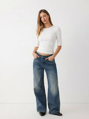 Mid Sleeve Ruched Tee