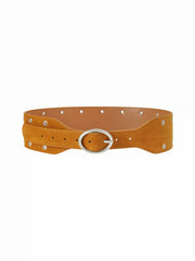 FAUX SUEDE OVAL BUCKLE BELT SET