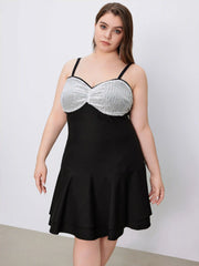 Sequin Sweetheart Ruffle Knitted Mini Dress Curve & Plus