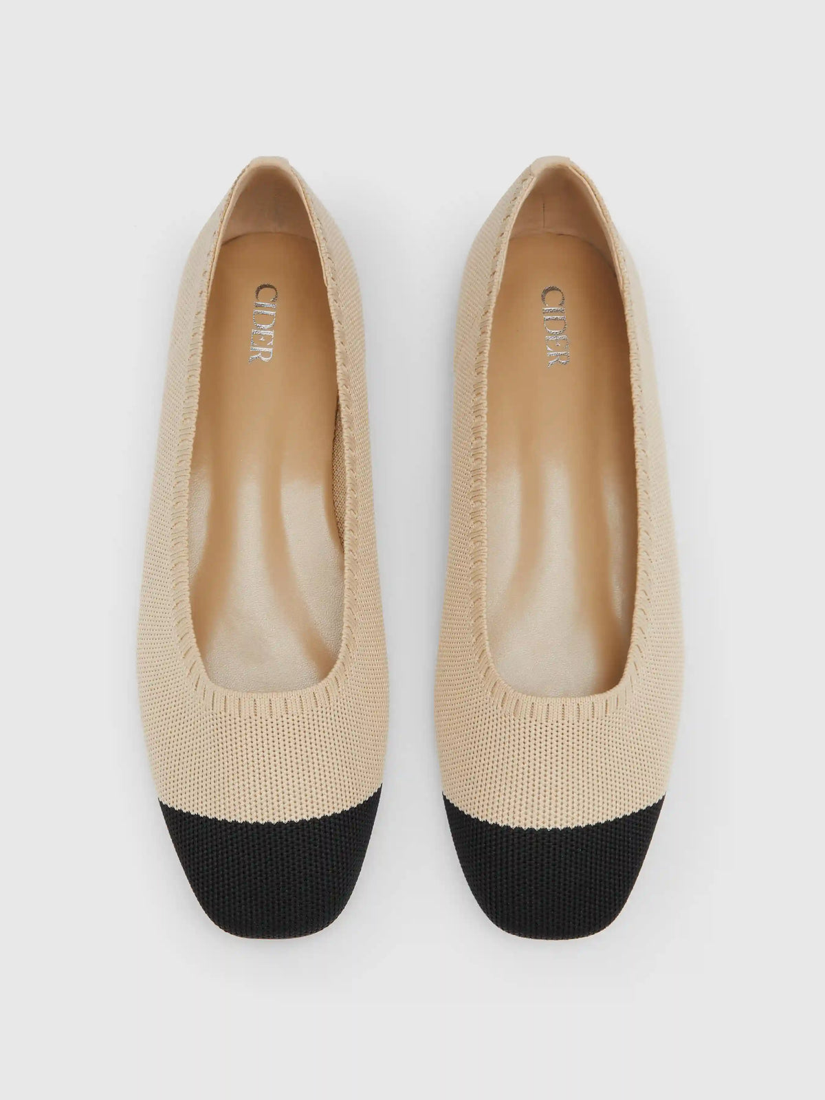 TWO-TONE FABRIC MARY JANE FLATS
