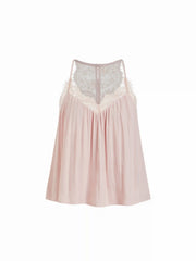 V-neck Lace Panel Ruched Cami Blouse
