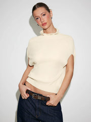 High Neck Cloak Sleeve Knit Top