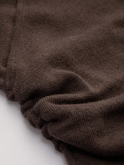 Wool-blend V-neck Solid Ruched Knitted Long Sleeve Top