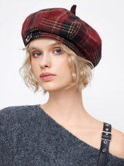 TARTAN STAR BUCKLE BERET HAT
