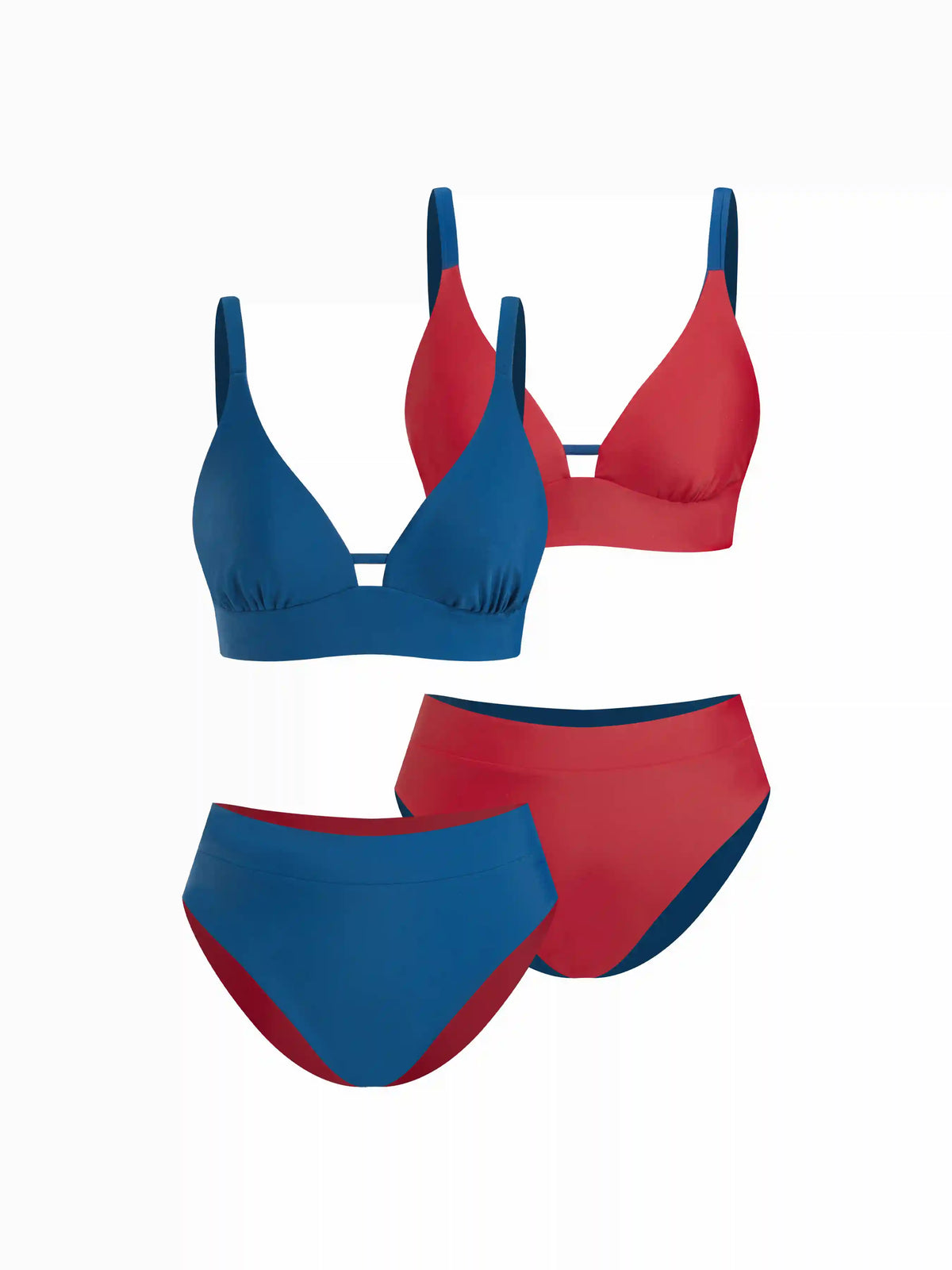 V-neck Mid Rise Triangle Bikini Set