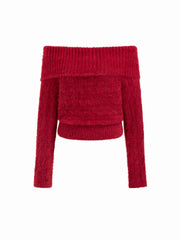 Knit Off-shoulder Long Sleeve Top