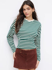 Cotton-blend Striped Cinched Waist Top