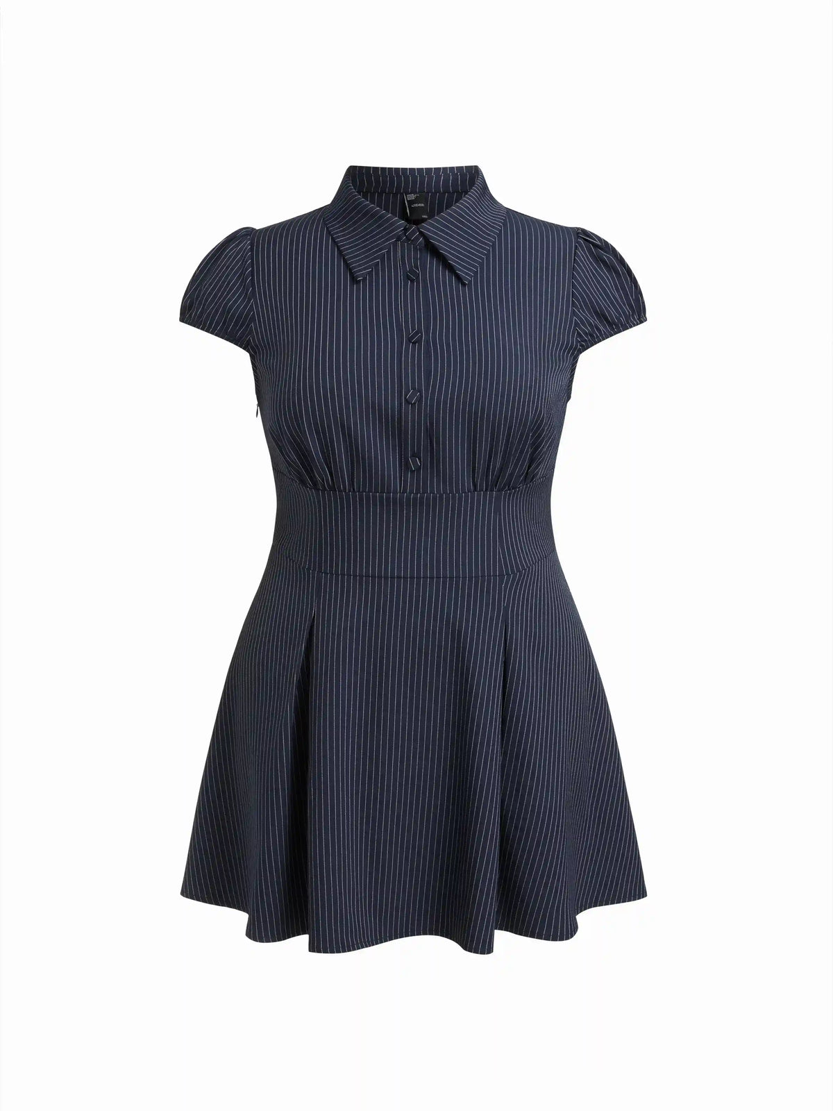Collar Stripes Pleated Shirt Mini Dress Curve & Plus