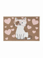 HEART & CAT PATTERN DOOR MAT