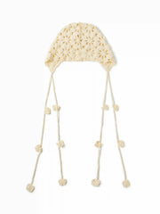 FLORAL KNITTED FRINGED HAT