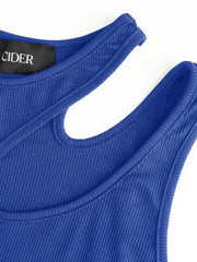 Solid Asymmetrical Sleeveless Crop Top