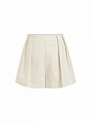 Cotton-blend High Rise Pleated Shorts