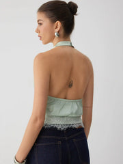 Satin Lace Halter Top
