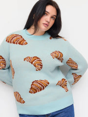 Knit Croissant Pattern Oversized Top Curve & Plus