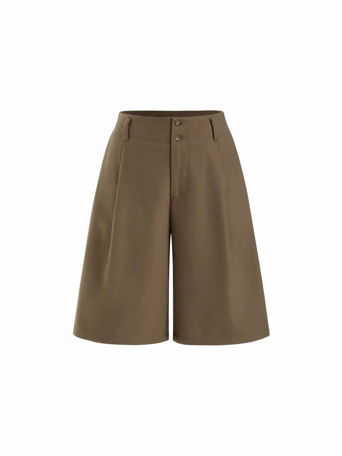 Wool-look Mid Rise Button Shorts