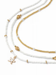 STARFISH & SHELL BEADED LAYERED NECKLACE
