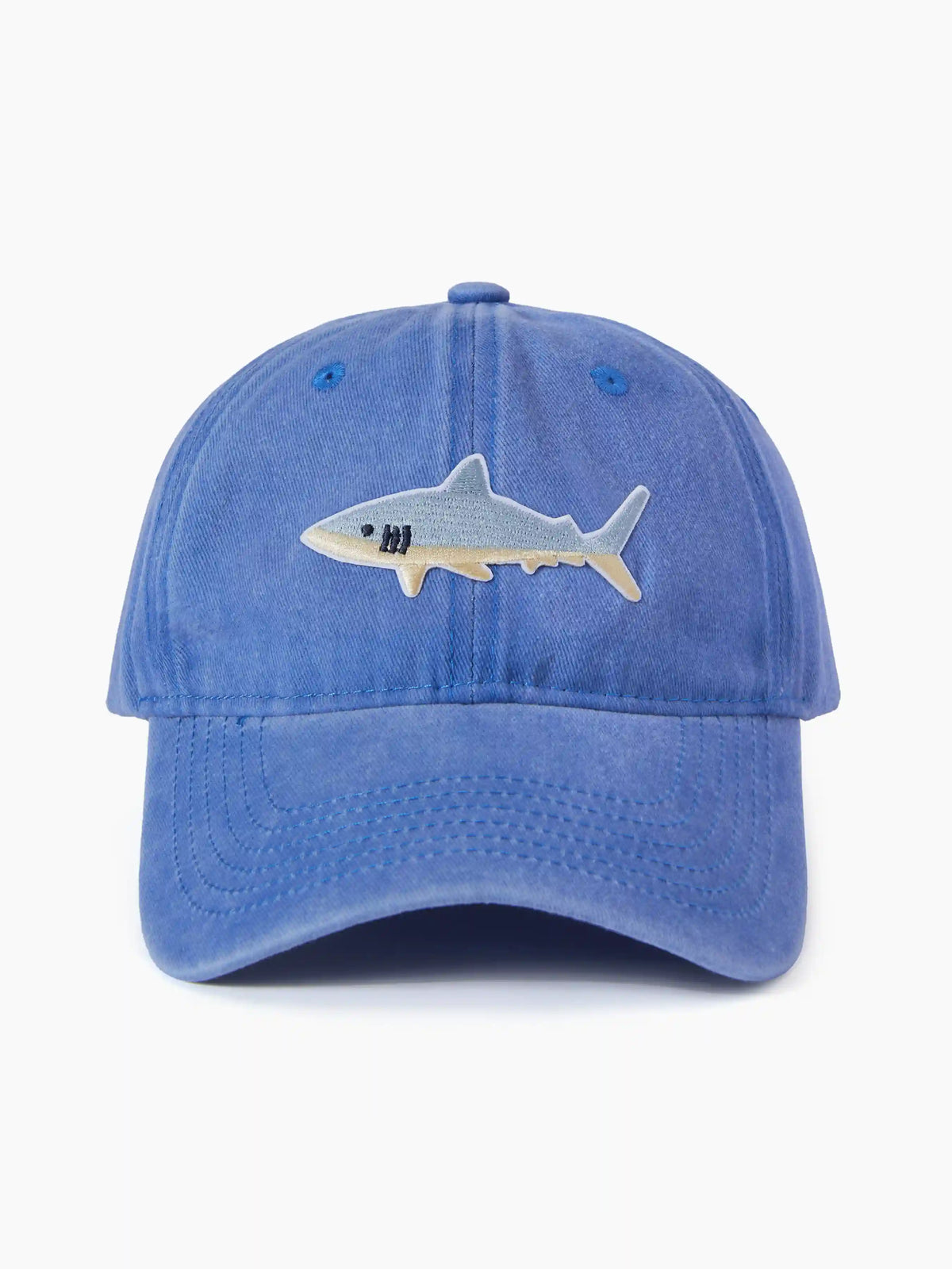 STARFISH & FISH EMBROIDERED DENIM BASEBALL CAP