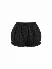 Textured Bowknot Peter Pan Collar Top & Mid Rise Bloomers Set