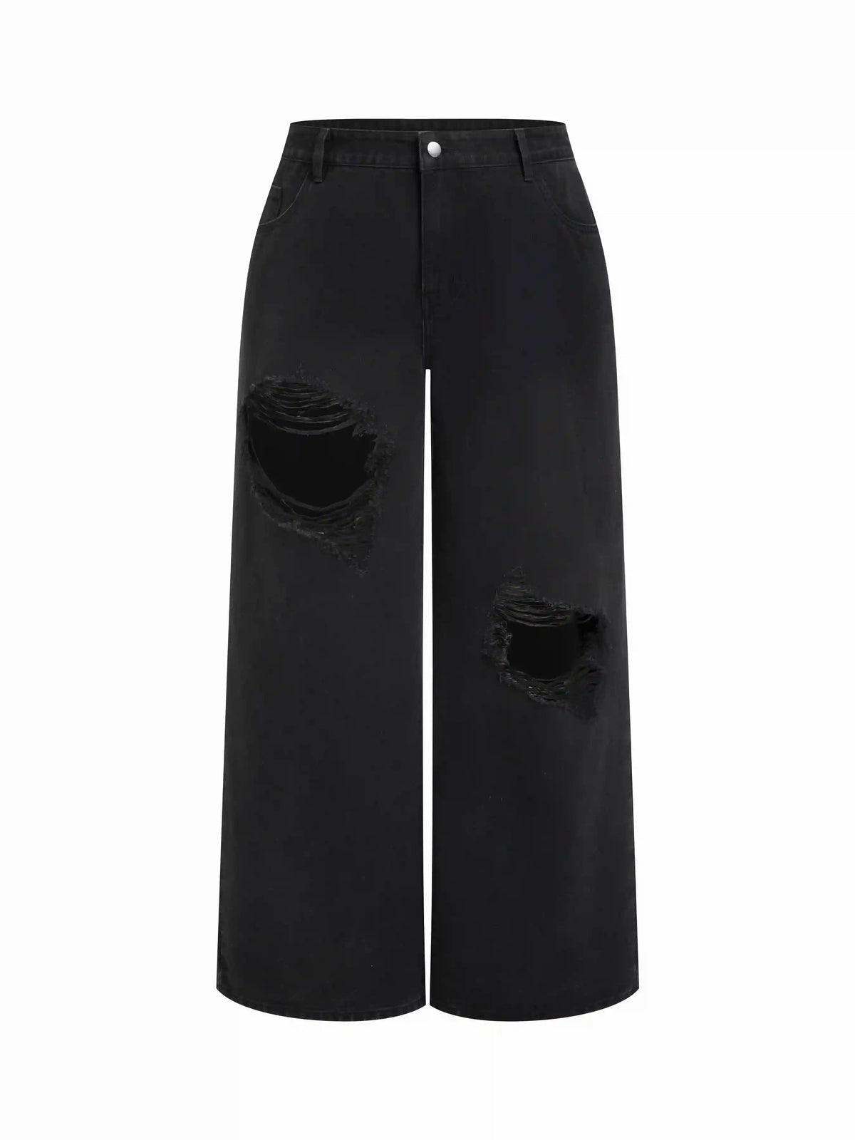 Cider Denim Low Rise Cut Out Ripped Wide Leg Jeans Curve & Plus
