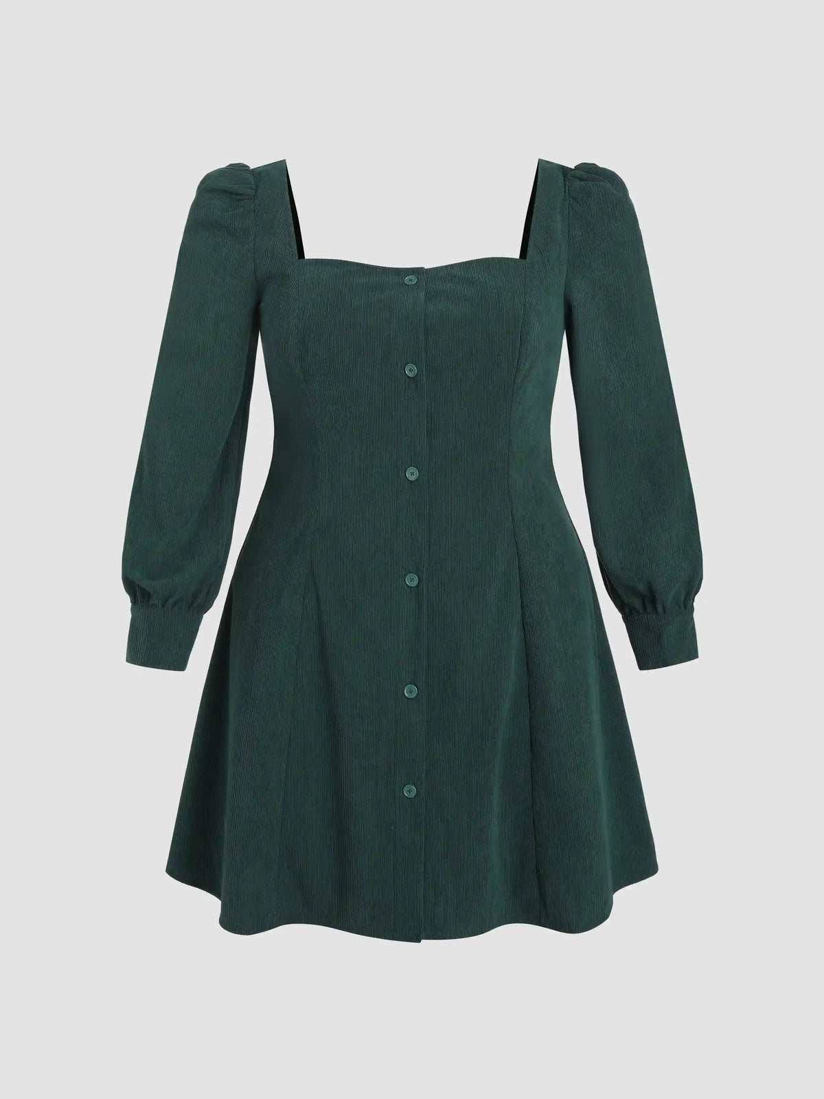 Solid Button Up Short Dress Curve & Plus