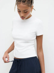 Cotton-blend Round Neckline Baby Tee