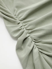 Boat Neck Twist Ruched Midi Dress
