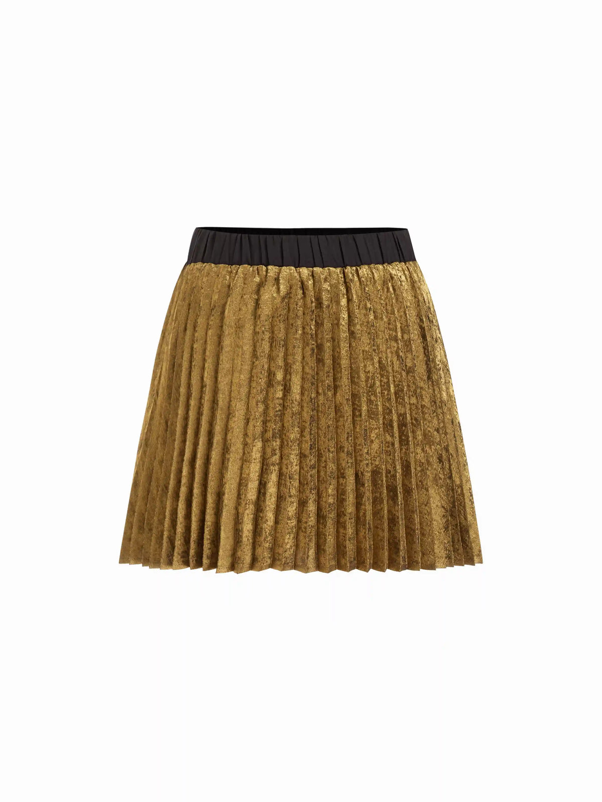 Velvet Mid Rise Two Tone Pleated Mini Skirt