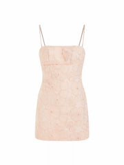 Textured Floral Sequin Bowknot Mini Dress