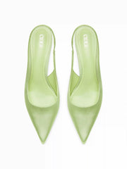 POINTED-TOE SLINGBACK KITTEN HEELS