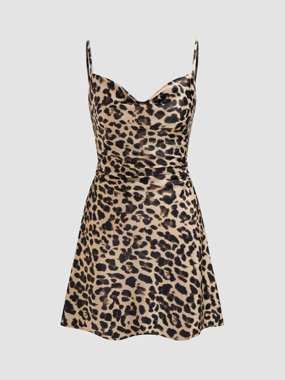 Solid Satin Cowl Neck Cami Mini Dress