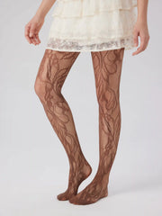 FLORAL JACQUARD MESH TIGHTS