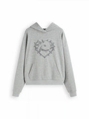 Rabbit Heart Graphic Long Sleeve Hoodie