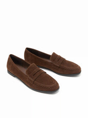FAUX SUEDE ROUND TOE LOAFERS