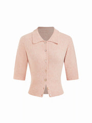Knit Collar Button Cardigan